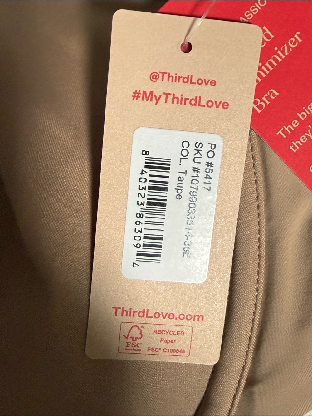 ThirdLove 24/7 Classic Unlined Minimizer Bra 38E Taupe New - Picture 3 of 8